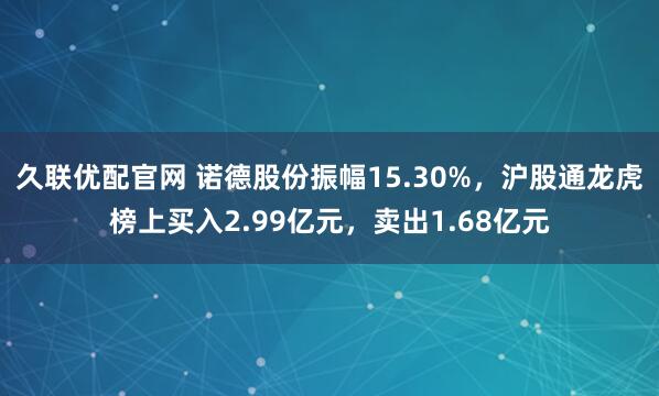 久联优配官网 诺德股份振幅15.30%，沪股通龙虎榜上买入2.99亿元，卖出1.68亿元